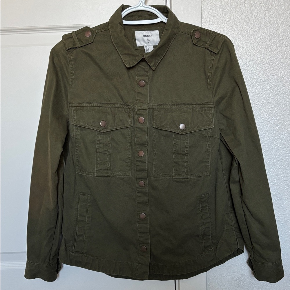 Women’s Olive Utility Canvas Jacket Size S 100% Cotton - Picture 3 of 10